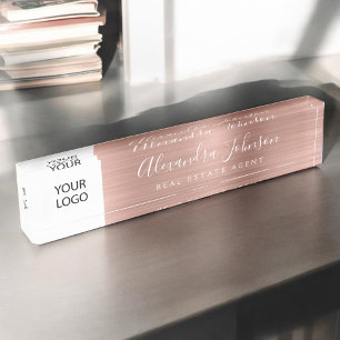 Custom Logo Roos Gold Pink Elegant Professional Naambordje
