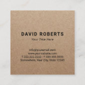 Custom Logo Rustic Kraft Minimalist Vierkante Visitekaartje (Achterkant)