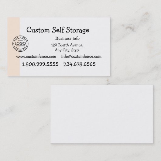 Custom Logo Self Storage Visitekaartje (Voorkant / Achterkant)
