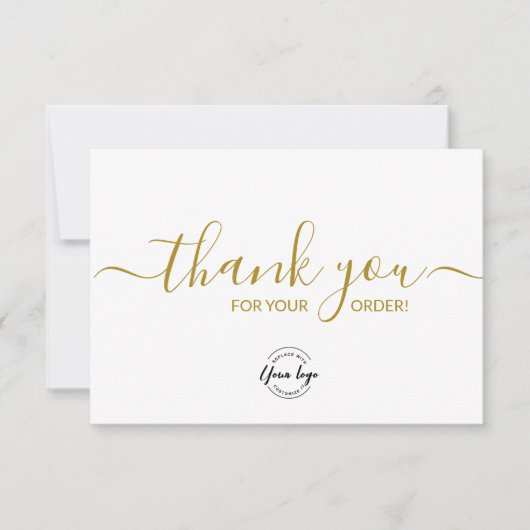 Custom logo Simple Elegant Gold Business order Bedankkaart (Voorkant)