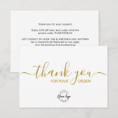 Custom logo Simple Elegant Gold Business order Bedankkaart (Voorkant / Achterkant)