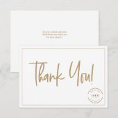 Custom Logo Simple Gold Business Modern Script Bedankkaart (Voorkant / Achterkant)