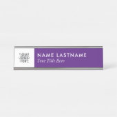 Custom Logo Simple Royal Paars White Minimalist Bureau Naambordje (Voorkant)
