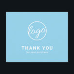 Custom Logo Sky Blue Budget Thank You Card<br><div class="desc">Custom budget business thank you card featuring a minimalist design with your logo on the front along with "Thank you for your purchase". The backside has your personal message. A basic and plain design that still comes across as professional. This simple thank you card is great for any type of...</div>