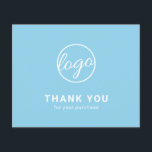 Custom Logo Sky Blue Budget Thank You Card<br><div class="desc">Custom budget business thank you card featuring a minimalist design with your logo on the front along with "Thank you for your purchase". The backside has your personal message. A basic and plain design that still comes across as professional. This simple thank you card is great for any type of...</div>