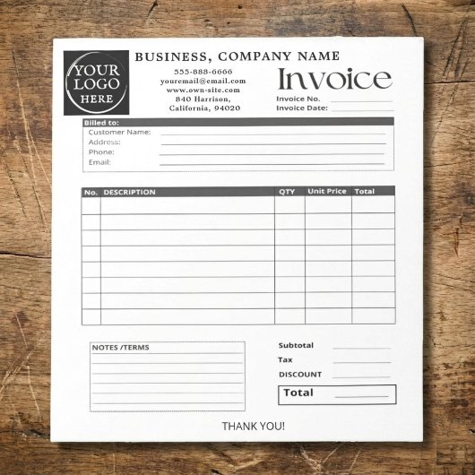 Custom Logo Small Business Invoice Sales Receipt N Notitieblok
