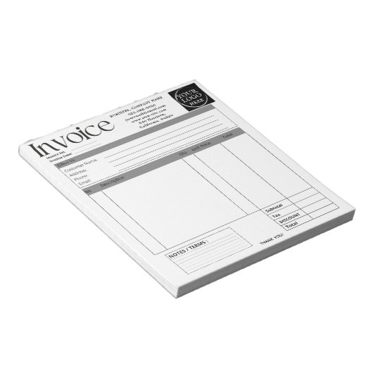 Custom Logo Small Business Invoice Sales Receipt Notitieblok (Schuin)