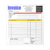 Custom Logo Small Business Invoice Sales Receipt O Notitieblok (Voorkant)