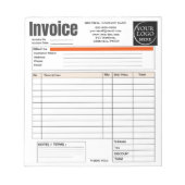 Custom Logo Small Business Invoice Sales Receipt O Notitieblok (Voorkant)