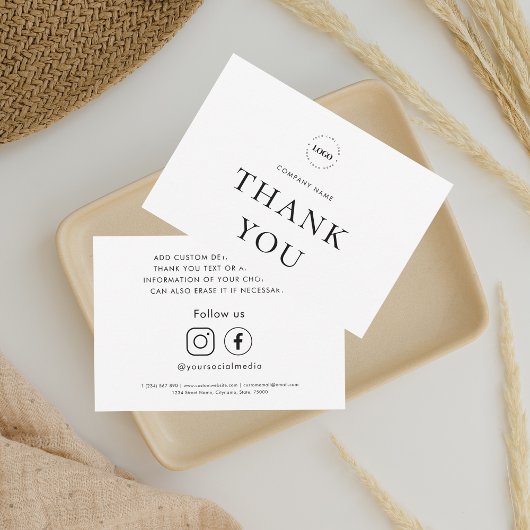 Custom Logo Social Media Bedrijf Klant Bedankkaart