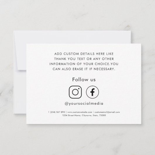 Custom Logo Social Media Bedrijf Klant Bedankkaart (Achterkant)