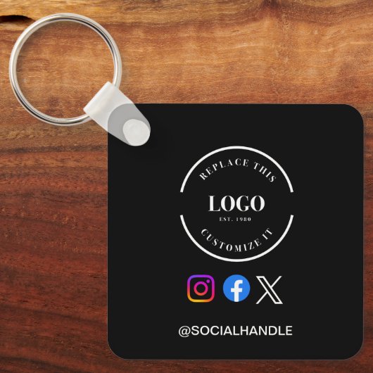 Custom logo Social Media handle QR code website  Sleutelhanger (Voorkant)