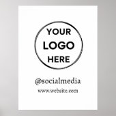 Custom Logo Social Media Minimalist Business White Poster (Voorkant)