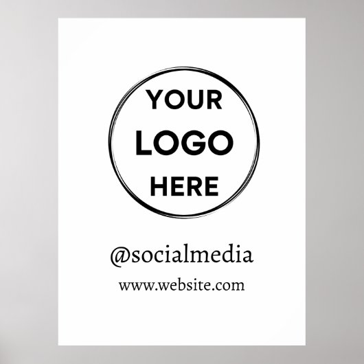 Custom Logo Social Media Minimalist Business White Poster (Voorkant)