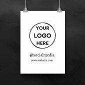 Custom Logo Social Media Minimalist Business White Poster
