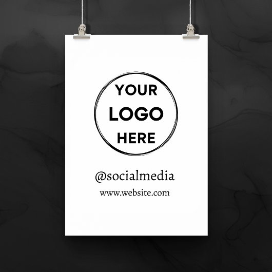 Custom Logo Social Media Minimalist Business White Poster