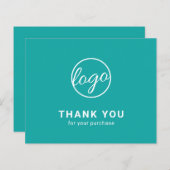 Custom Logo Teal Budget Thank You Card (Voorkant / Achterkant)