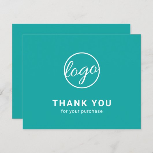 Custom Logo Teal Budget Thank You Card (Voorkant / Achterkant)