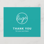 Custom Logo Teal Budget Thank You Card (Voorkant)