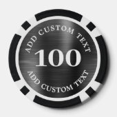 Custom Logo Text Black Metal Style Business Casino Poker Chips (Achterkant)