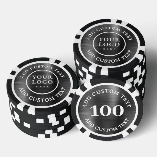Custom Logo Text Black Metal Style Business Casino Poker Chips (Opstapeling)