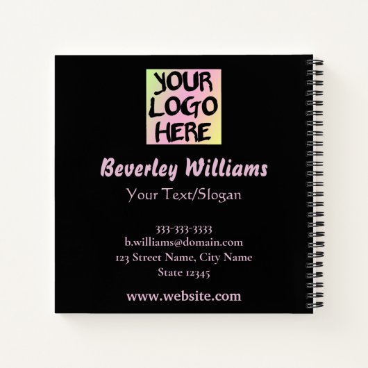 Custom Logo Text Business Spiral Notitieboek (Achterkant)