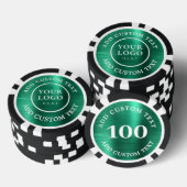 Custom Logo & Text Green Business Casino Night Poker Chips (Opstapeling)