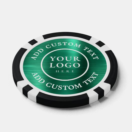 Custom Logo & Text Green Business Casino Night Poker Chips (Enkel)