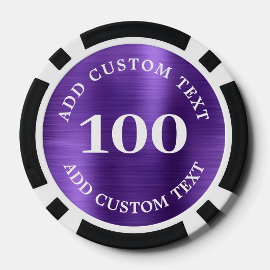 Custom Logo & Text Purple Business Casino Night Poker Chips (Achterkant)