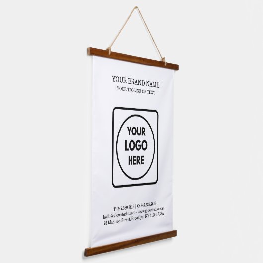 Custom Logo Text Template Hanging Display Design Hangend Wandkleed (Gebogen)