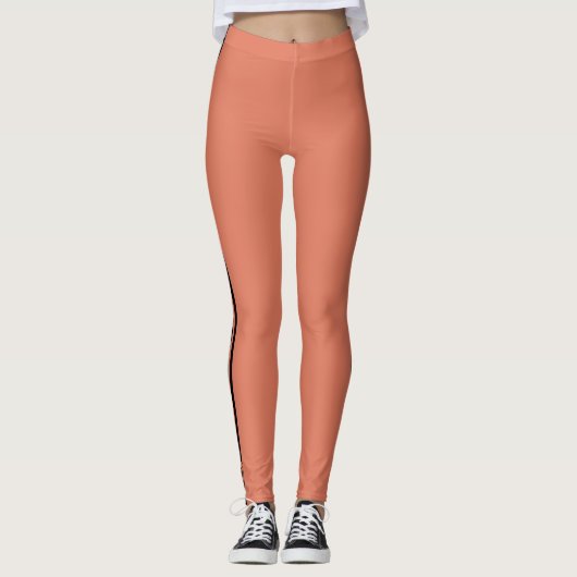 Custom Logo Three Black Stripes Orange  Leggings (Voorkant)