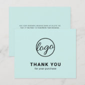 Custom Logo Turquoise Budget Thank You Card (Voorkant / Achterkant)