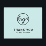 Custom Logo Turquoise Budget Thank You Card<br><div class="desc">Custom budget business thank you card featuring a minimalist design with your logo on the front along with "Thank you for your purchase". The backside has your personal message. A basic and plain design that still comes across as professional. This simple thank you card is great for any type of...</div>
