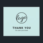 Custom Logo Turquoise Budget Thank You Card<br><div class="desc">Custom budget business thank you card featuring a minimalist design with your logo on the front along with "Thank you for your purchase". The backside has your personal message. A basic and plain design that still comes across as professional. This simple thank you card is great for any type of...</div>