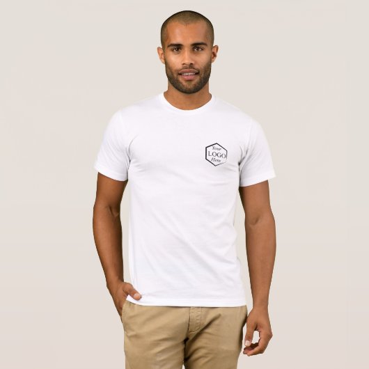 Custom Logo White Business Employee Company Person T-shirt (Voorkant volledig)
