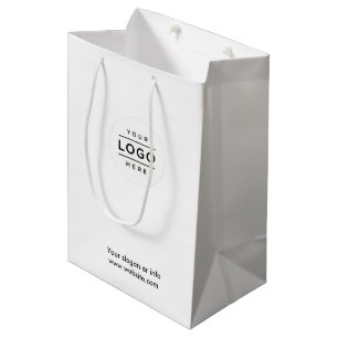 Custom Logo White Gift Bag met Zakelijke Branding Medium Cadeauzakje