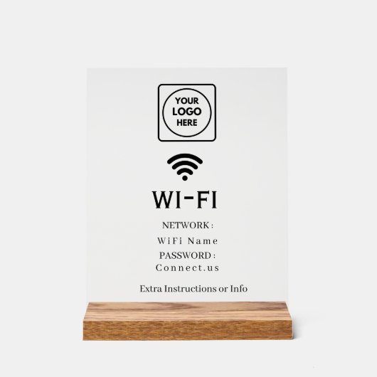 Custom Logo Wi-Fi Network Password Display Sign (Voorkant)