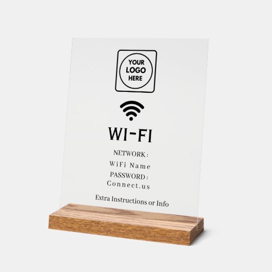 Custom Logo Wi-Fi Network Password Display Sign (Hoek)