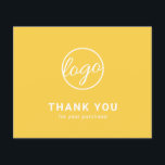 Custom Logo Yellow Budget Thank You Card<br><div class="desc">Custom budget business thank you card featuring a minimalist design with your logo on the front along with "Thank you for your purchase". The backside has your personal message. A basic and plain design that still comes across as professional. This simple thank you card is great for any type of...</div>