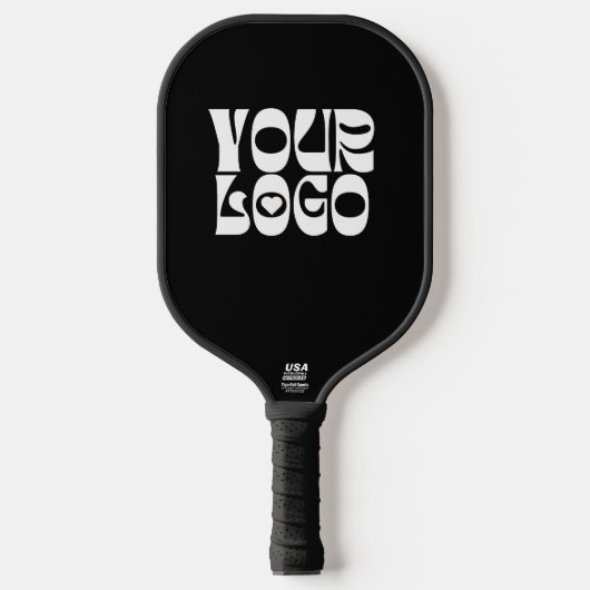 Custom Logo Zwart & Wit Pickleball Paddle (Voorkant)