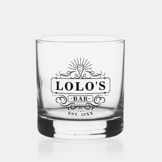 Custom Lolo's Bar Jaar Vastgesteld Glas (Voorkant)