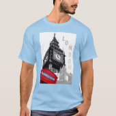 Custom London Big Ben Clock Tower Red Telefoon T-shirt (Voorkant)