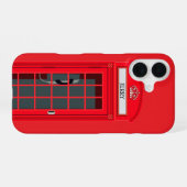 Custom London Red Phone Booth iPhone 16 Hoesje (Achterkant horizontaal)