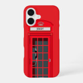 Custom London Red Phone Booth iPhone 16 Hoesje (Achterkant)