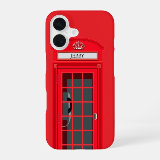 Custom London Red Phone Booth iPhone 16 Hoesje (Achterkant)