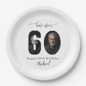 Custom Look Who’s 60 Birthday Photo Plate Papieren Bordje (Voorkant)