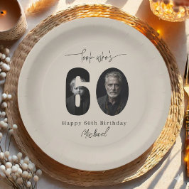 Custom Look Who’s 60 Birthday Photo Plate Papieren Bordje