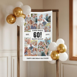 Custom Look Who's 60 Happy Birthday Photo Collage Spandoek
