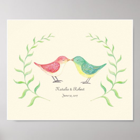 Custom Love Bird Art Poster Print Weddenschap Gift (Voorkant)