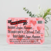 CUSTOM Love Coupon voor BLANK Kaart (Staand voorkant)